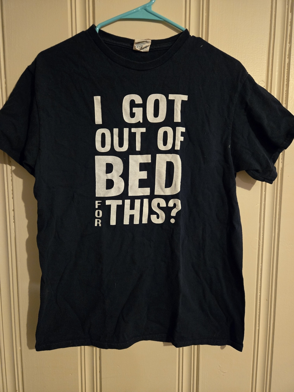 Navy Graphic Tee "I Got Out Of Bed For This?"